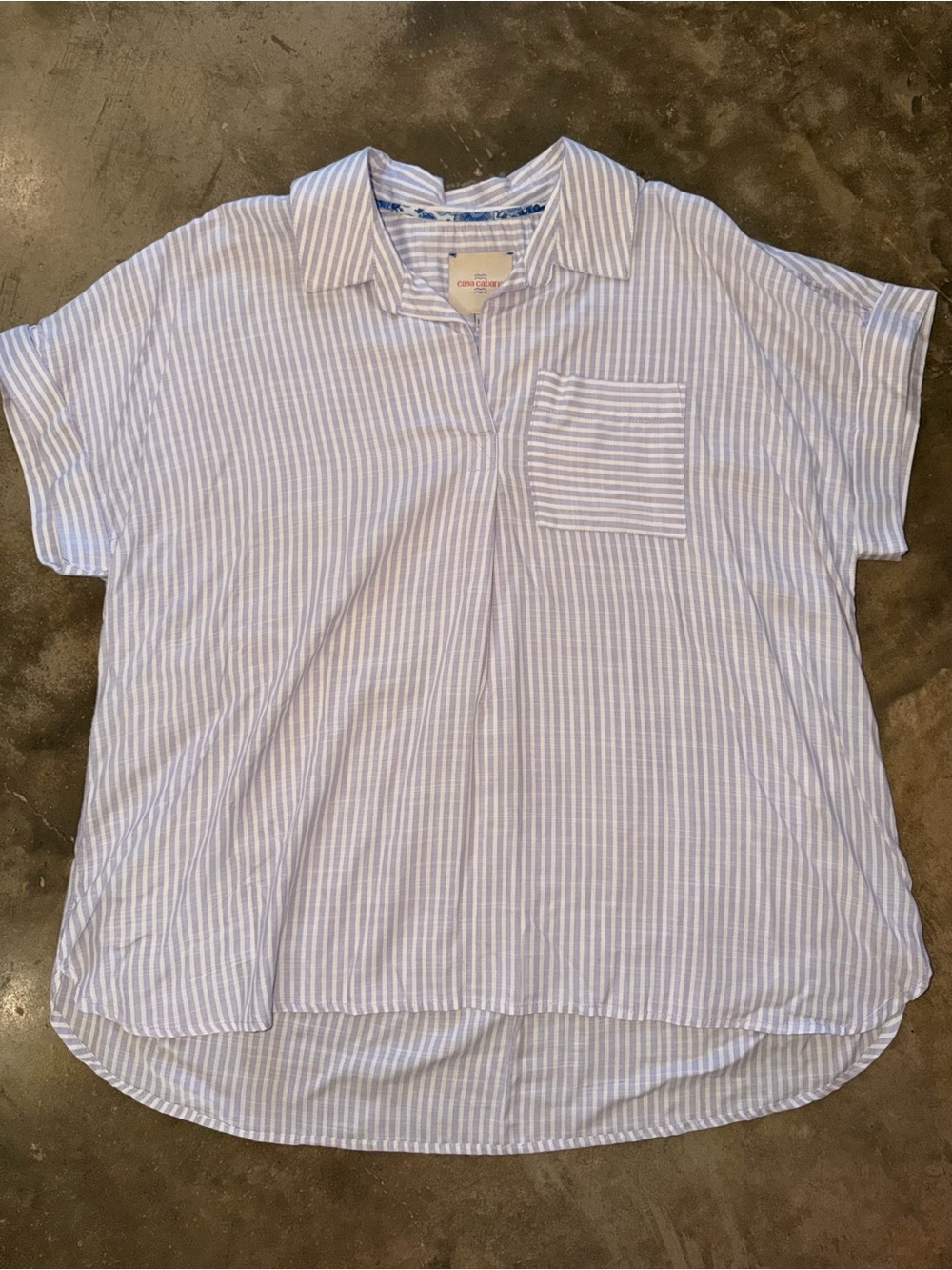 Casa Cabana Lavender Stripe Rayon Tunic Top XXL Relaxed Pocket